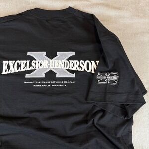 Excelsior Henderson Motorcycle T-Shirt Mens XL Black Excellent Graphic Tee
